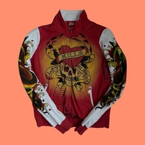 Y2k Ed Hardy zip sweater